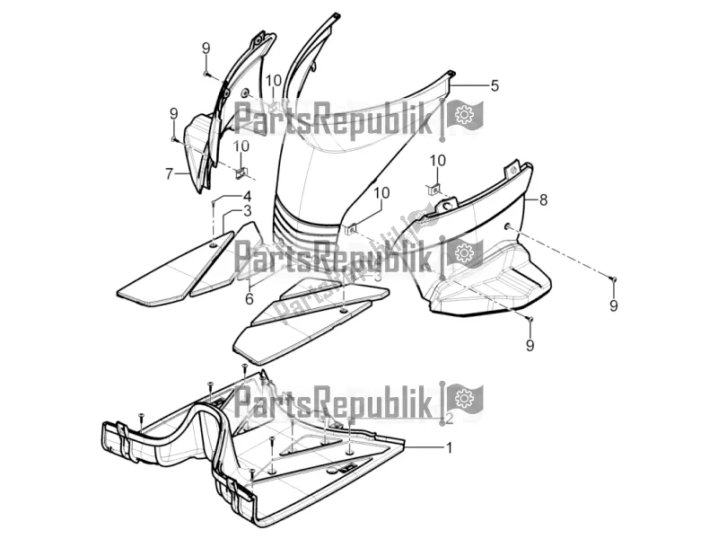 Toutes les pièces pour le Housse Centrale - Repose-pieds du Piaggio Typhoon 50 2T Lbmc 501 2017