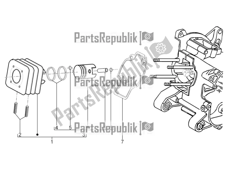 All parts for the Cylinder-piston-wrist Pin Unit of the Piaggio Typhoon 50 2T Lbmc 501 2017