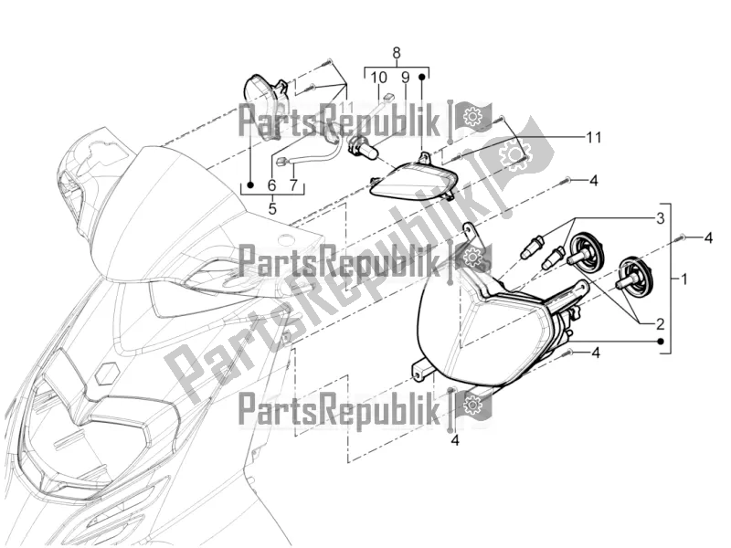 Toutes les pièces pour le Phares Avant - Clignotants du Piaggio Typhoon 50 2T Lbmc 501 2017