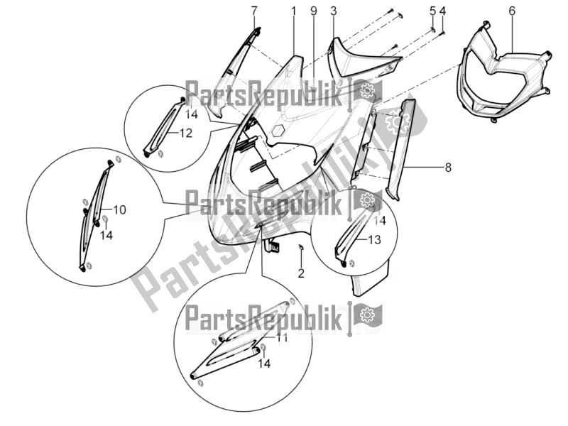 All parts for the Front Shield of the Piaggio Typhoon 50 2T Lbmc 501 2017