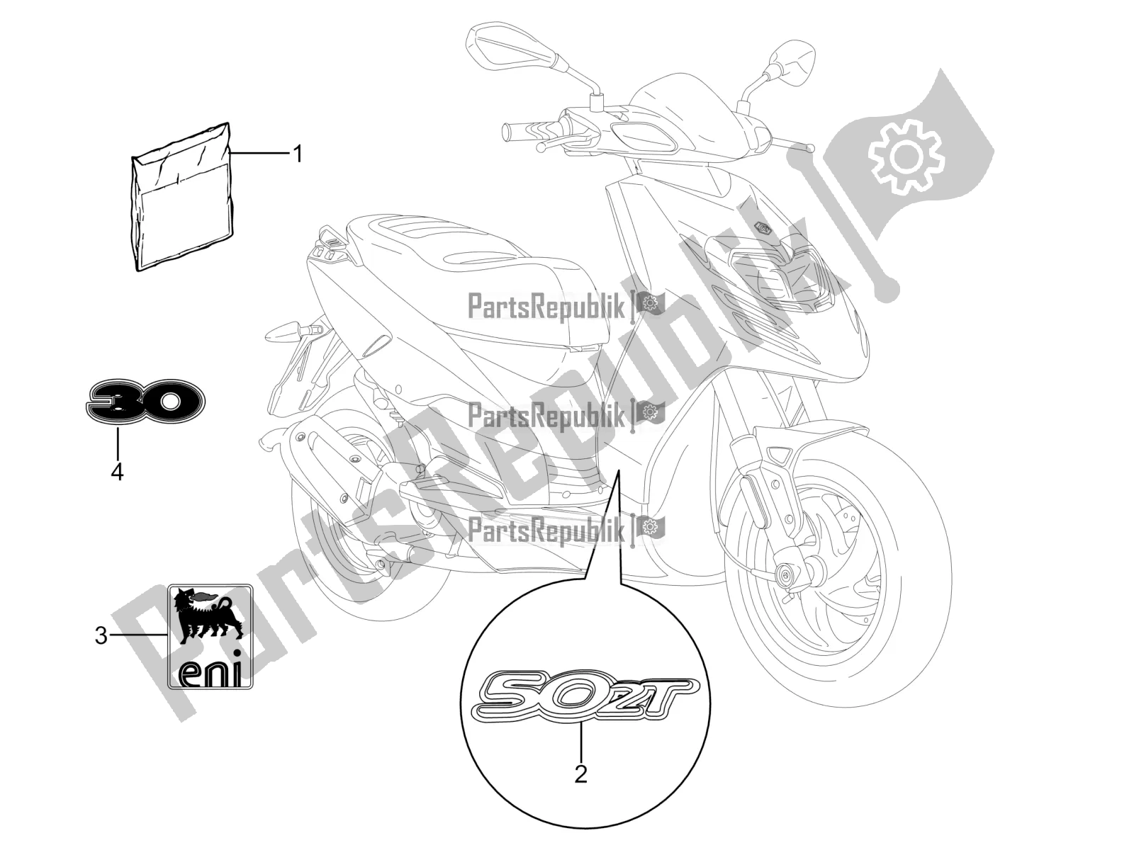 Todas las partes para Placas - Emblemas de Piaggio Typhoon 50 2T Lbmc 501 2017