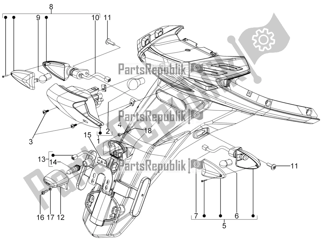 Toutes les pièces pour le Phares Arrière - Clignotants du Piaggio Typhoon 50 2T Lbmc 501 2017