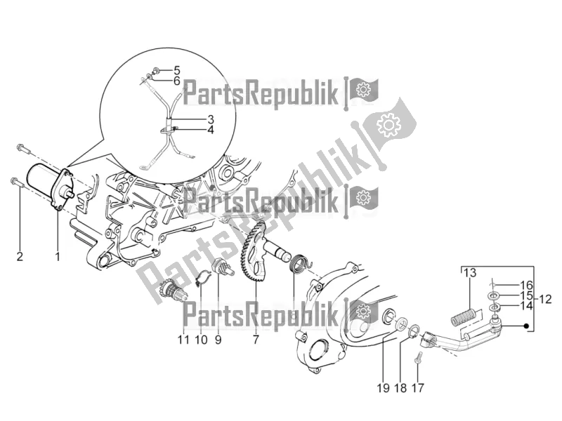 Toutes les pièces pour le Stater - Démarreur électrique du Piaggio Typhoon 50 2T Lbmc 501 2017