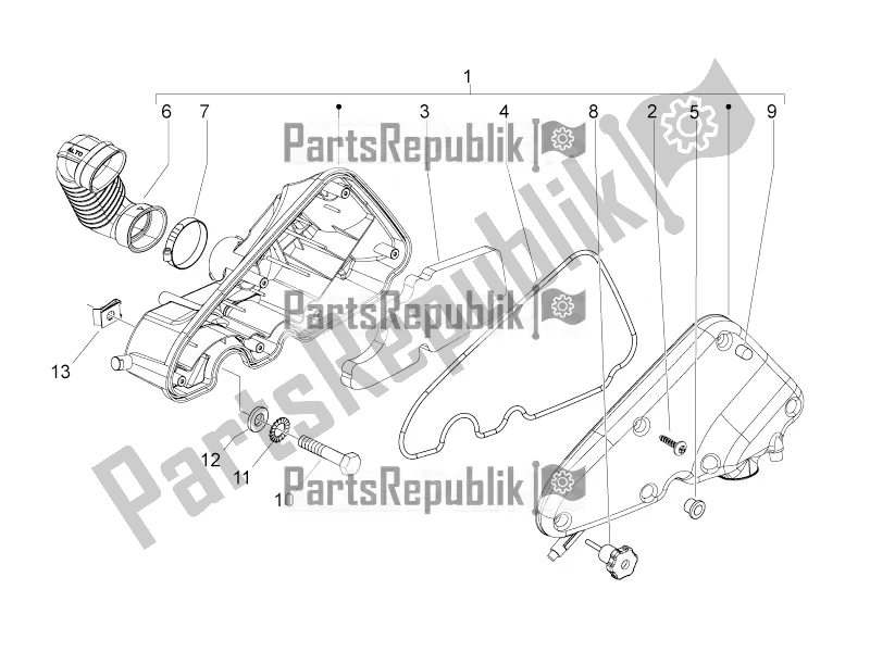 All parts for the Air Filter of the Piaggio Typhoon 50 4T 4V E2 USA, CA 2016