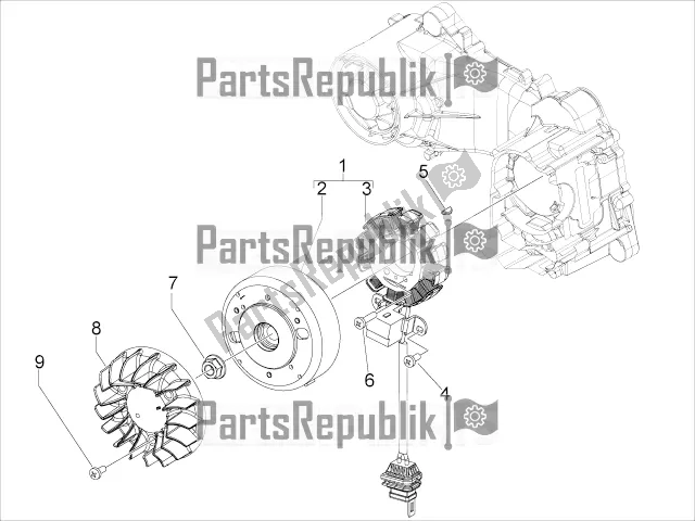 All parts for the Flywheel Magneto of the Piaggio Typhoon 50 4T 4V E2 USA, CA 2016