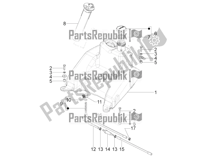 Tutte le parti per il Serbatoio Di Carburante del Piaggio Typhoon 50 4T 4V E2 USA, CA 2016