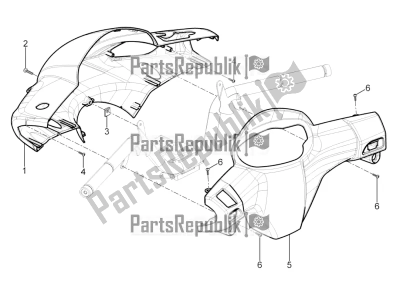 All parts for the Handlebars Coverages of the Piaggio Typhoon 50 4T 4V E2 USA, CA 2016