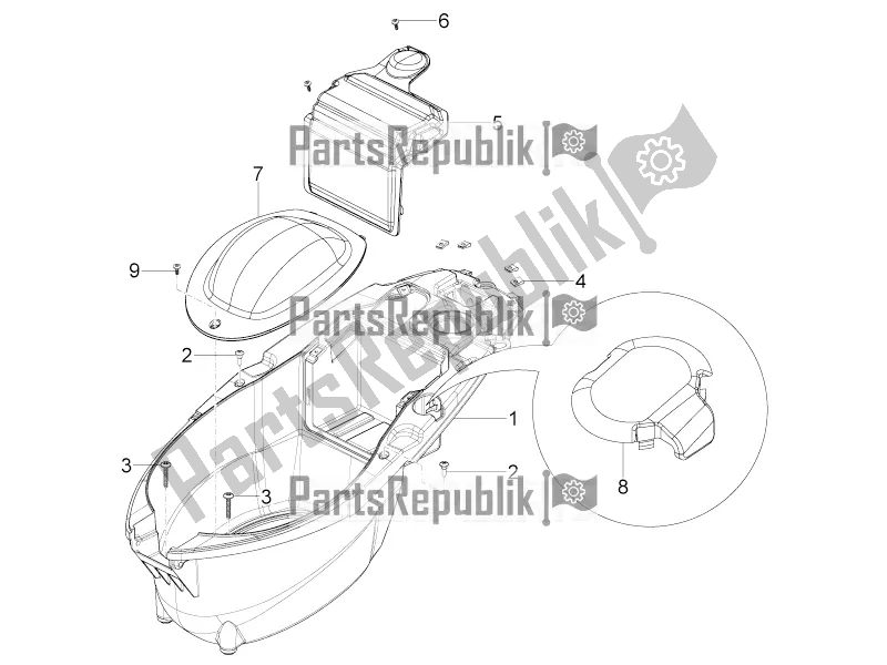 Toutes les pièces pour le Logement De Casque - Sous La Selle du Piaggio Typhoon 50 4T 4V E2 USA, CA 2016