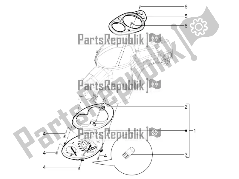 Toutes les pièces pour le Combinaison De Compteurs - Cruscotto du Piaggio Typhoon 50 4T 4V E2 USA, CA 2016