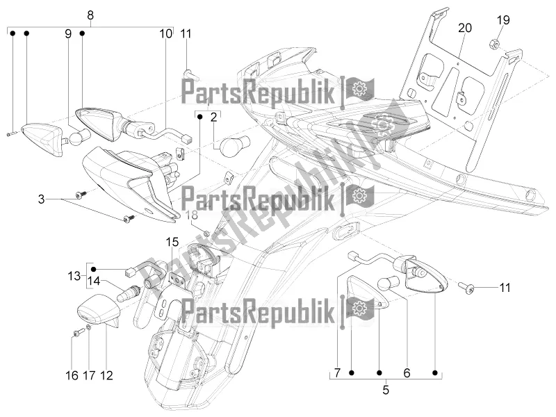 Toutes les pièces pour le Phares Arrière - Clignotants du Piaggio Typhoon 50 4T 4V E2 USA, CA 2016