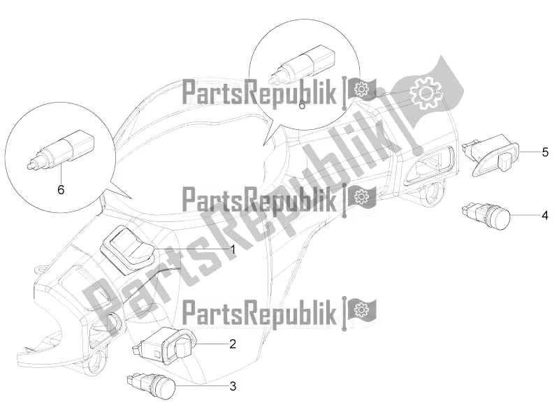 All parts for the Selectors - Switches - Buttons of the Piaggio Typhoon 50 4T 4V E2 USA, CA 2016