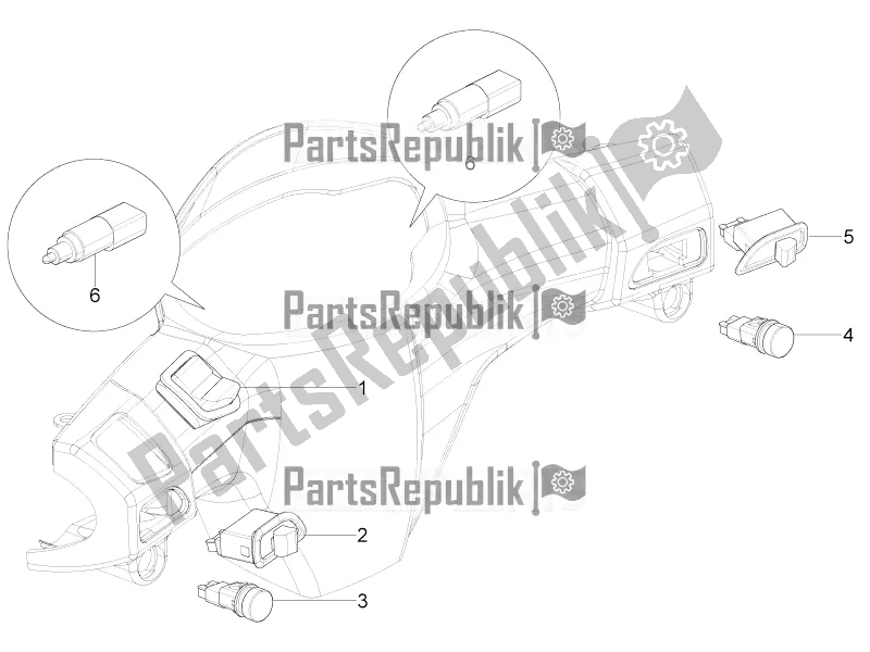 Todas las partes para Selectores - Interruptores - Botones de Piaggio Typhoon 50 4T 4V E2 USA, CA 2016