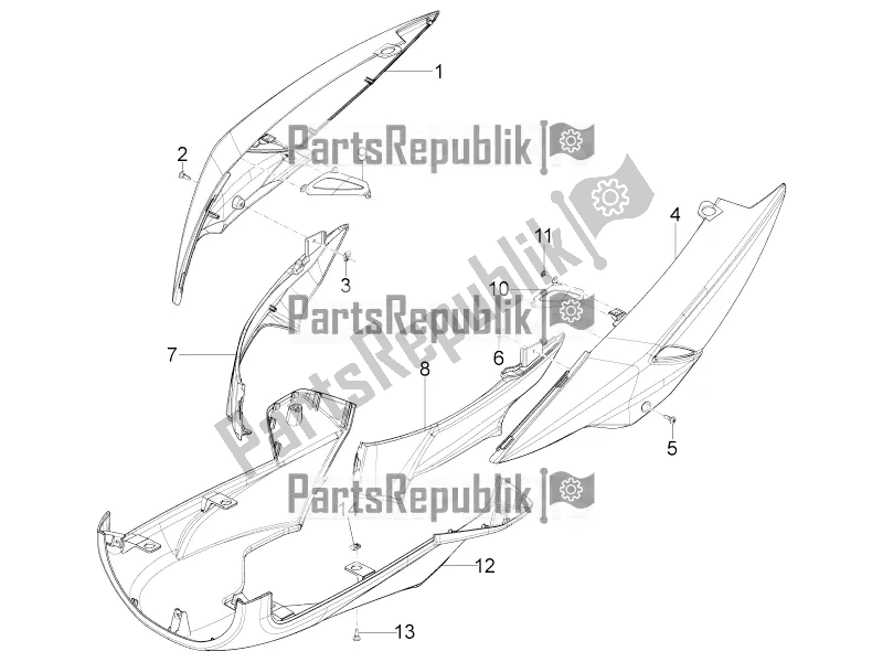 Toutes les pièces pour le Couvercle Latéral - Spoiler du Piaggio Typhoon 50 4T 4V E2 USA, CA 2016