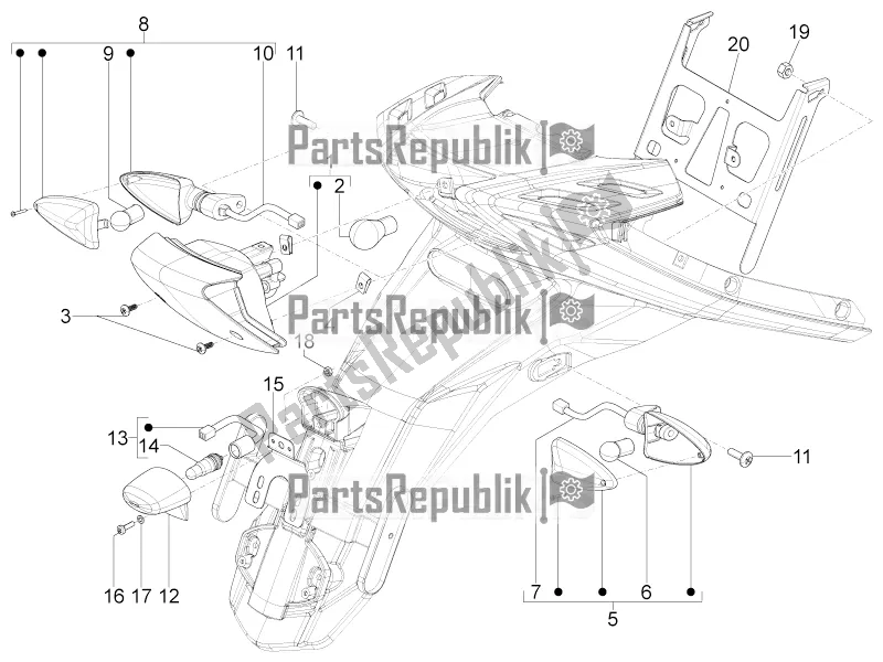 Alle onderdelen voor de Achterlichten - Richtingaanwijzers van de Piaggio Typhoon 50 4T 4V E2 USA, CA 2017