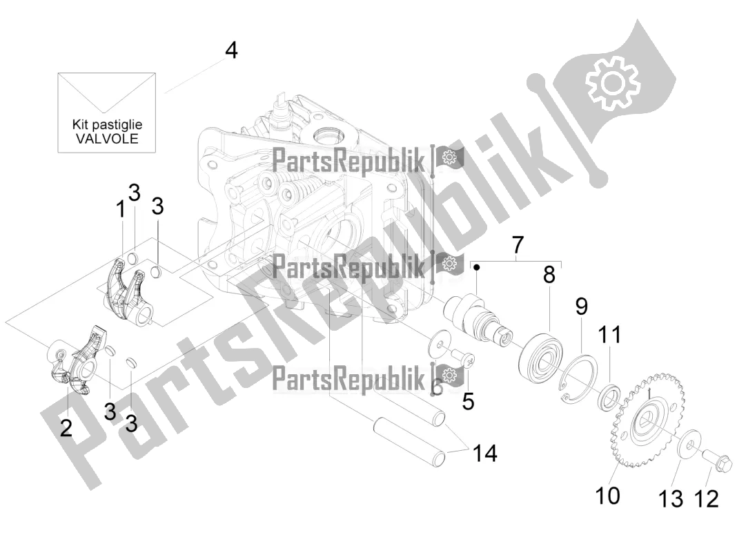 Toutes les pièces pour le Leviers à Bascule Support Unité du Piaggio Typhoon 50 4T 4V E2 USA, CA 2017