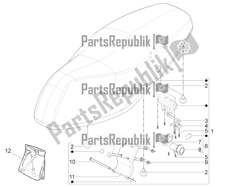 Alle onderdelen voor de Zadel / Stoelen van de Piaggio Typhoon 50 4T 4V E2 USA, CA 2017