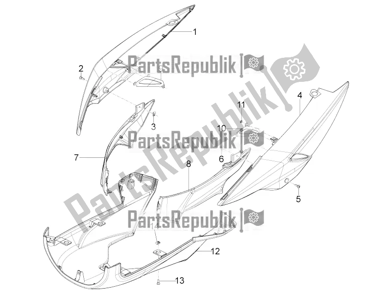 Tutte le parti per il Coperchio Laterale - Spoiler del Piaggio Typhoon 50 4T 4V E2 USA, CA 2017