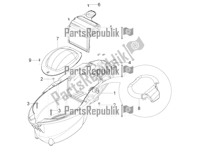 Toutes les pièces pour le Logement De Casque - Sous La Selle du Piaggio Typhoon 50 4T 4V E2 USA, CA 2018