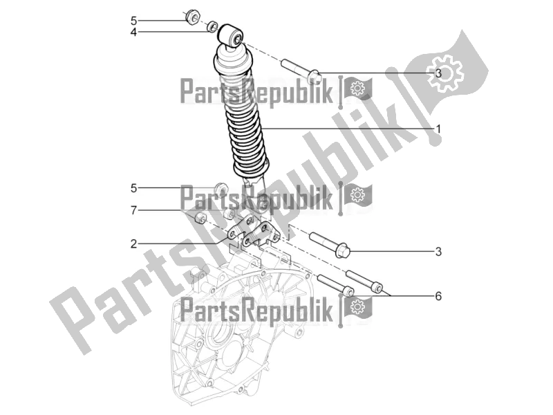 All parts for the Rear Suspension - Shock Absorber/s of the Piaggio Typhoon 50 4T 4V E2 USA, CA 2018