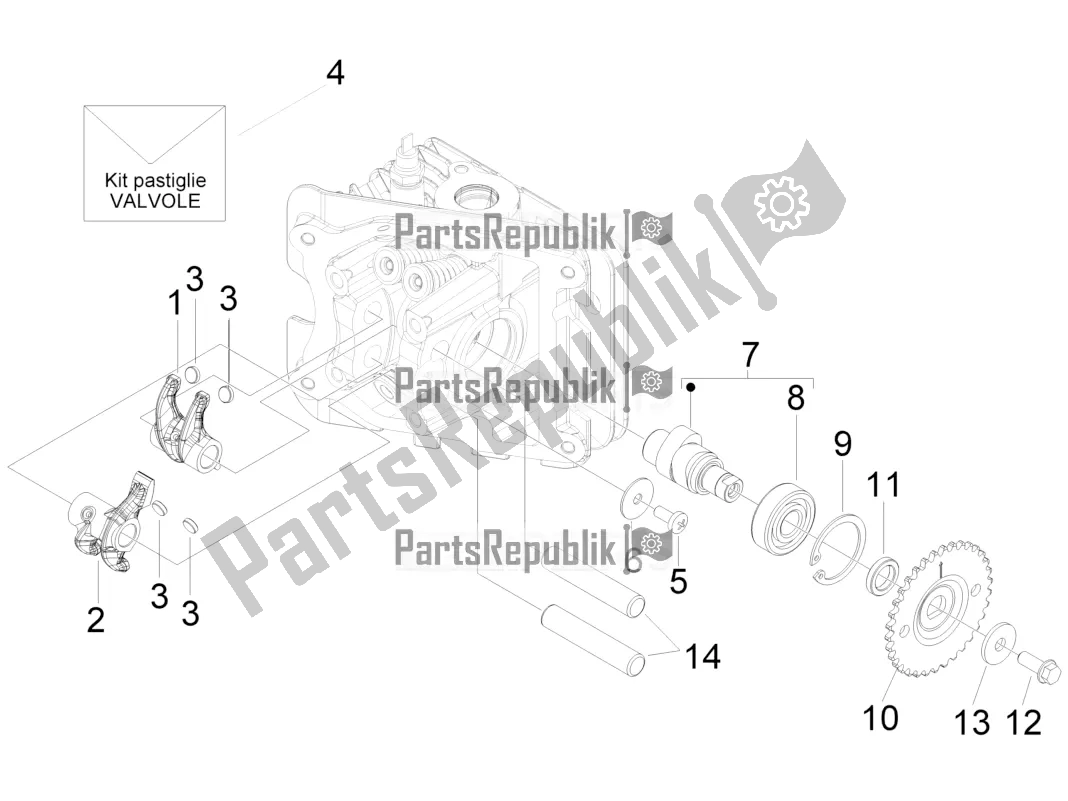 Toutes les pièces pour le Leviers à Bascule Support Unité du Piaggio Typhoon 50 4T 4V E2 USA, CA 2018