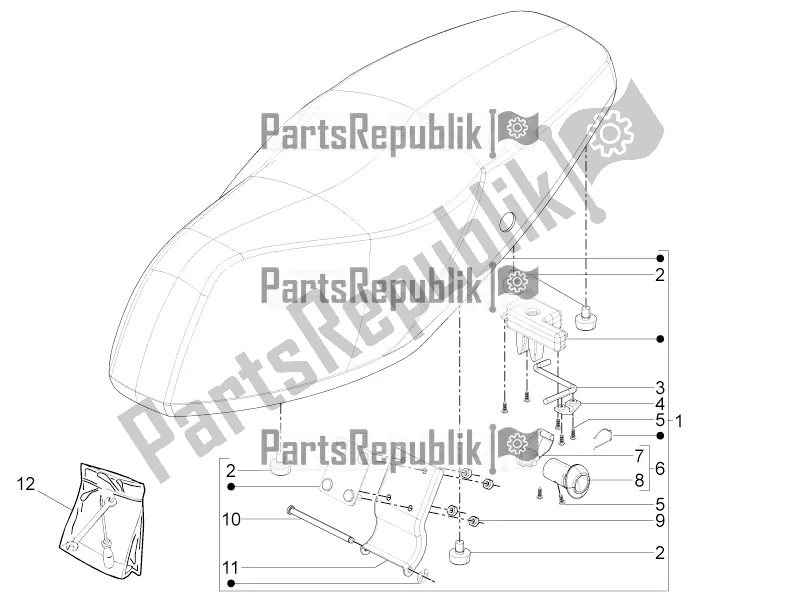 Toutes les pièces pour le Selle / Sièges du Piaggio Typhoon 50 4T 4V E2 USA, CA 2018