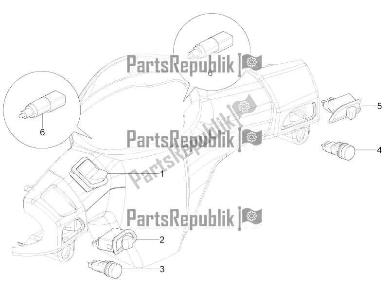 Toutes les pièces pour le Sélecteurs - Interrupteurs - Boutons du Piaggio Typhoon 50 4T 4V E2 USA, CA 2018