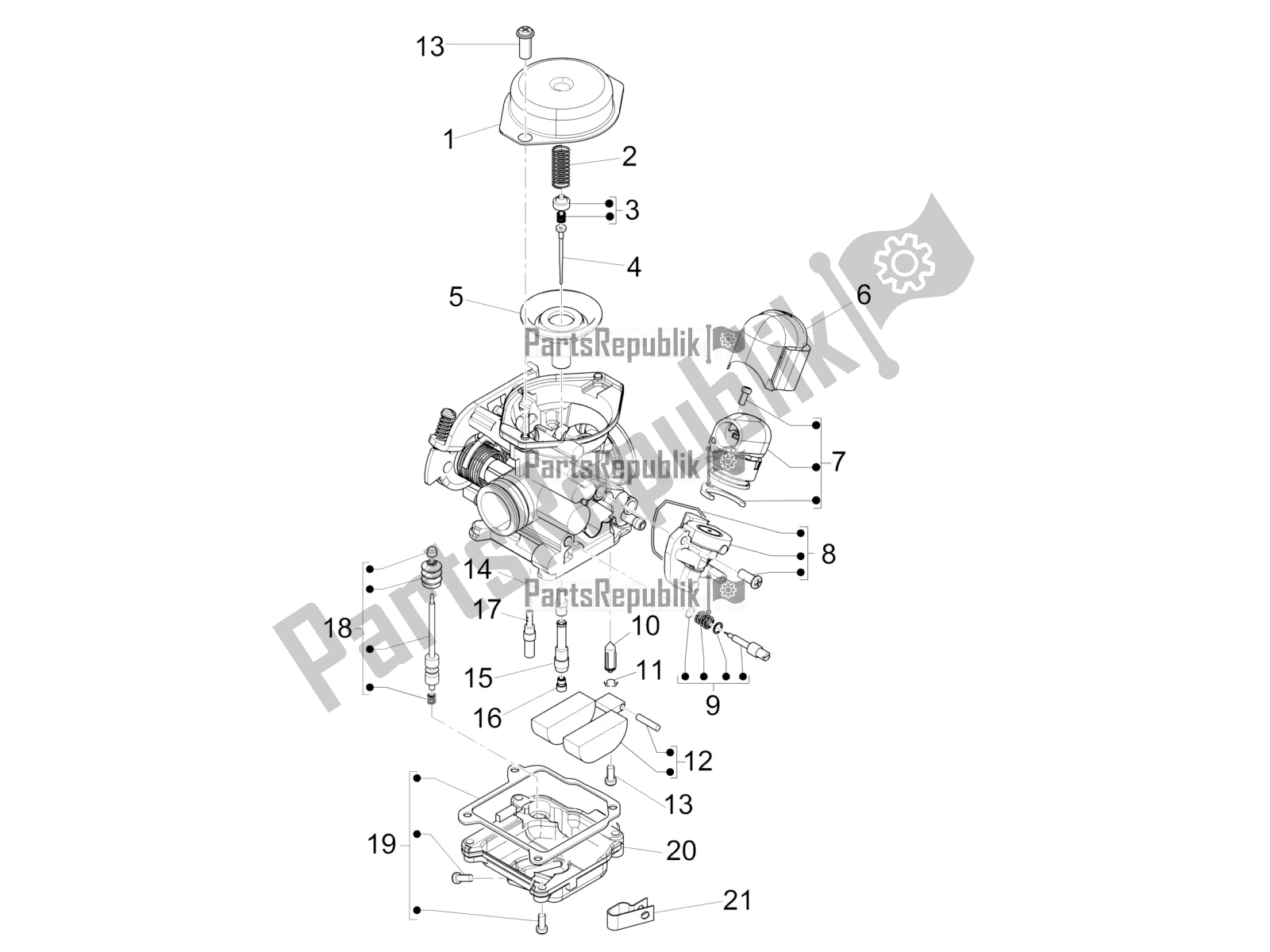 Toutes les pièces pour le Composants Du Carburateur du Piaggio Typhoon 50 4T 4V E2 USA, CA 2019