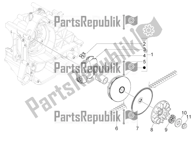 Toutes les pièces pour le Poulie Motrice du Piaggio Typhoon 50 4T 4V E2 USA, CA 2019