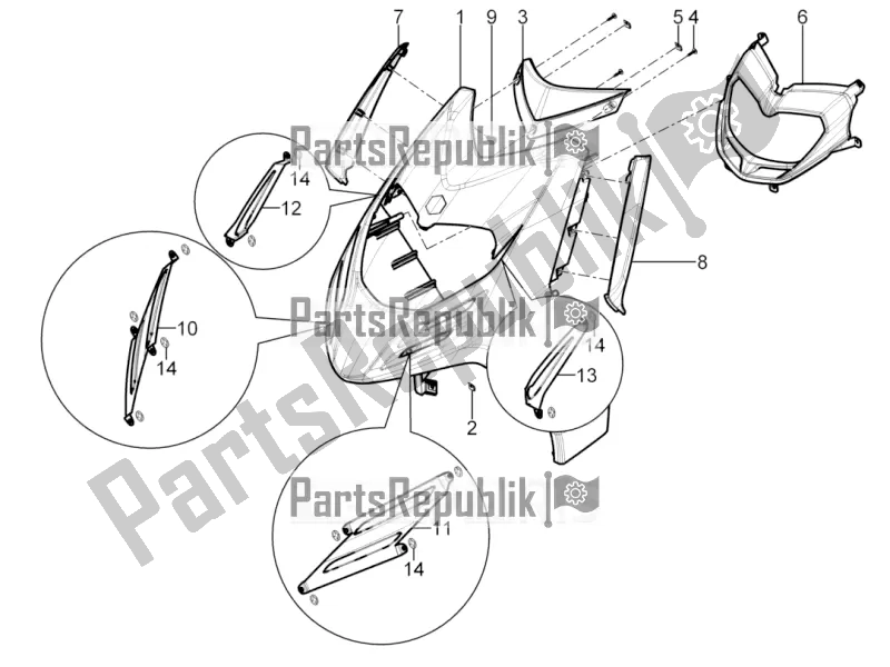 Todas las partes para Escudo Delantero de Piaggio Typhoon 50 4T 4V E2 USA, CA 2019