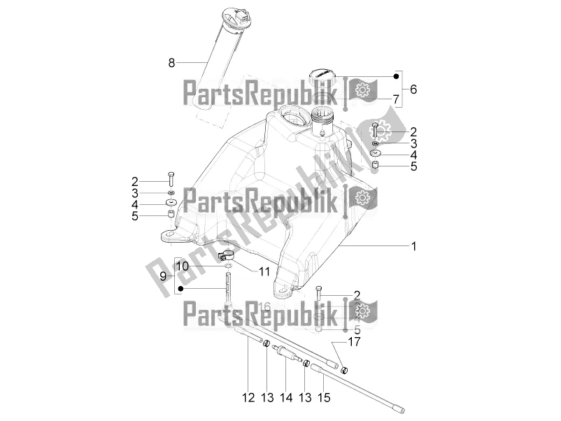 Toutes les pièces pour le Réservoir D'essence du Piaggio Typhoon 50 4T 4V E2 USA, CA 2019