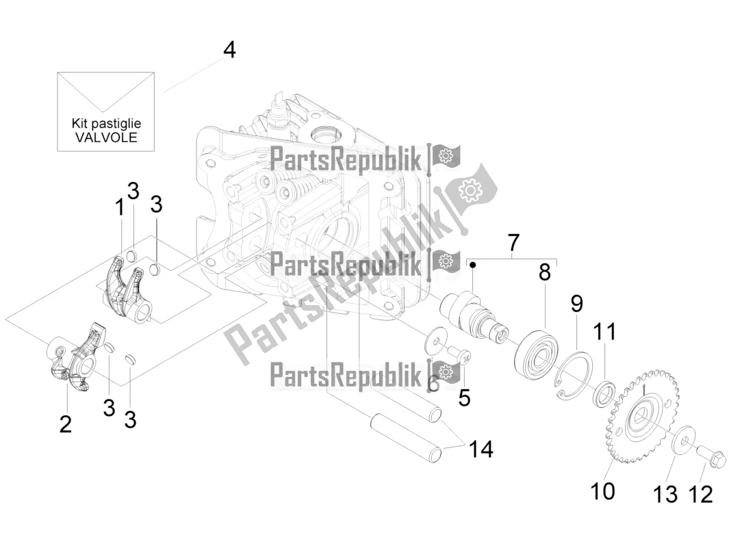 Toutes les pièces pour le Leviers à Bascule Support Unité du Piaggio Typhoon 50 4T 4V E2 USA, CA 2019