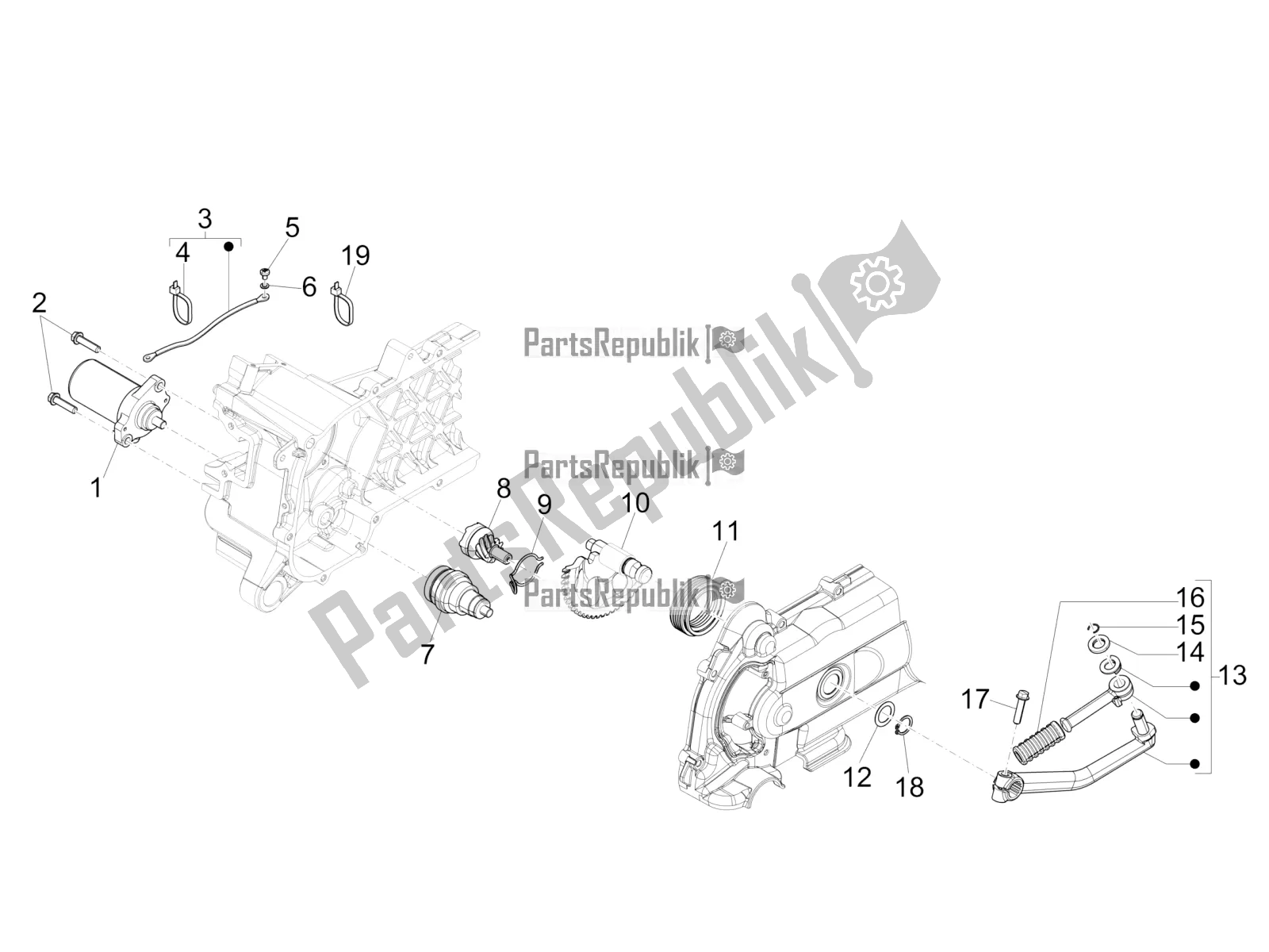 All parts for the Stater - Electric Starter of the Piaggio Typhoon 50 4T 4V E2 USA, CA 2019