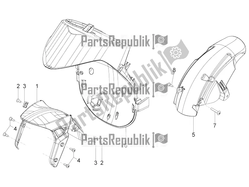 Toutes les pièces pour le Logement De Roue - Garde-boue du Piaggio Typhoon 50 4T 4V E2 USA, CA 2019