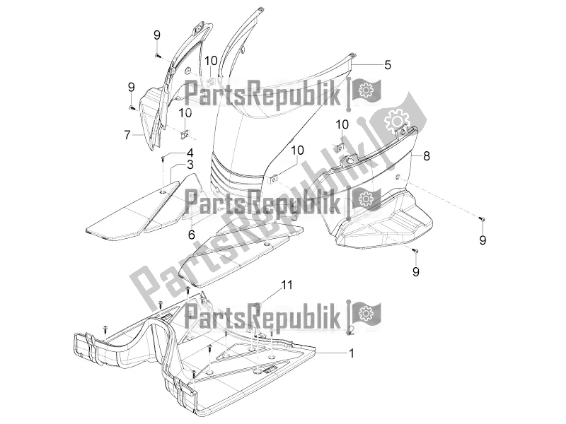 Toutes les pièces pour le Housse Centrale - Repose-pieds du Piaggio Typhoon 50 4T 4V USA / CA 2020