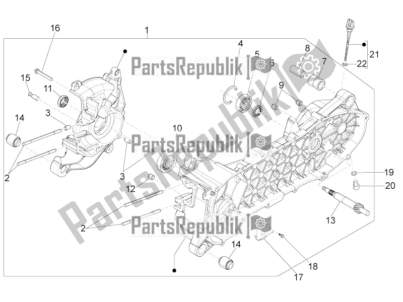 Toutes les pièces pour le Carter du Piaggio Typhoon 50 4T 4V USA / CA 2020