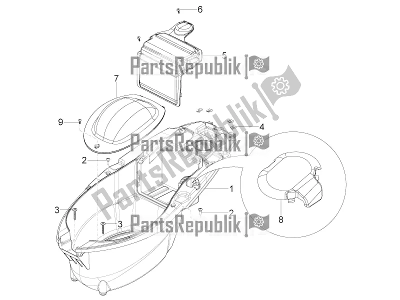 Toutes les pièces pour le Logement De Casque - Sous La Selle du Piaggio Typhoon 50 4T 4V USA / CA 2020