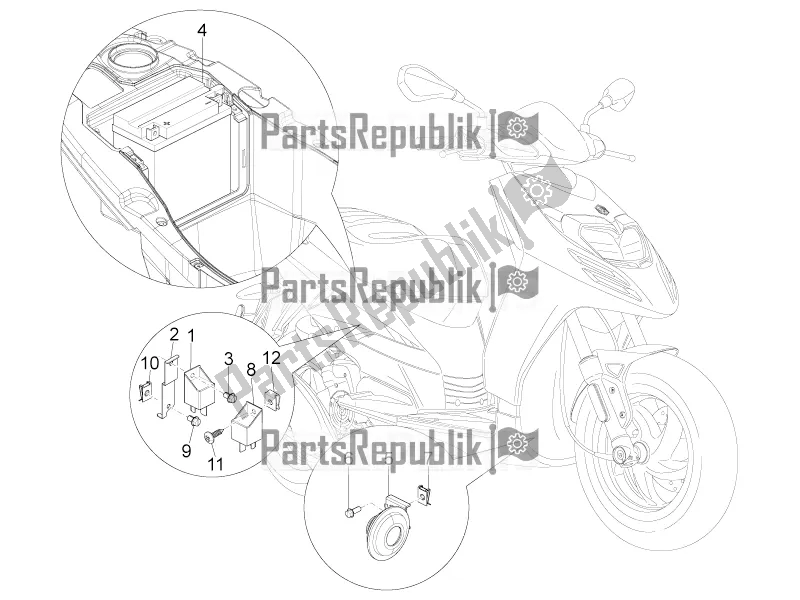 Toutes les pièces pour le Télécommandes - Batterie - Klaxon du Piaggio Typhoon 50 4T 4V USA / CA 2020