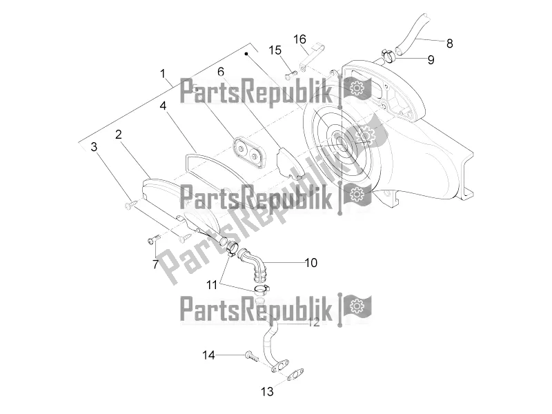 Tutte le parti per il Air Box Secondario del Piaggio Typhoon 50 4T 4V USA / CA 2020