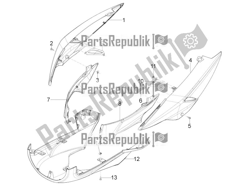 Toutes les pièces pour le Couvercle Latéral - Spoiler du Piaggio Typhoon 50 4T 4V USA / CA 2020