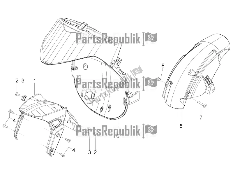 Tutte le parti per il Passaruota - Parafango del Piaggio Typhoon 50 4T 4V USA / CA 2020