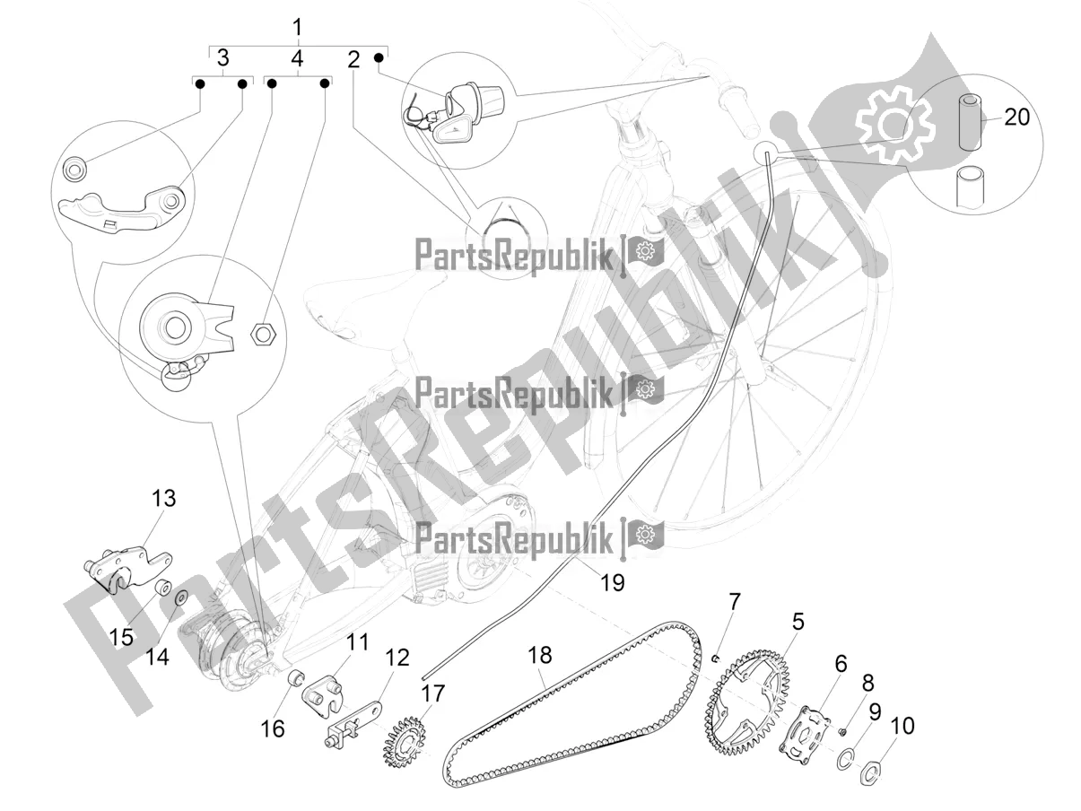 All parts for the Gear Shift (nuvinci Mech) of the Piaggio Wi-bike Enel 0 2016