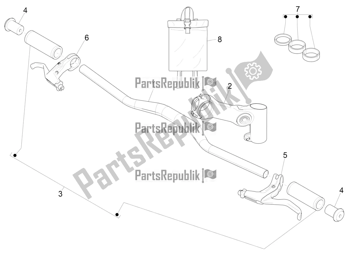 All parts for the Handlebars - Master Cil. Of the Piaggio Wi-bike Enel 0 2016