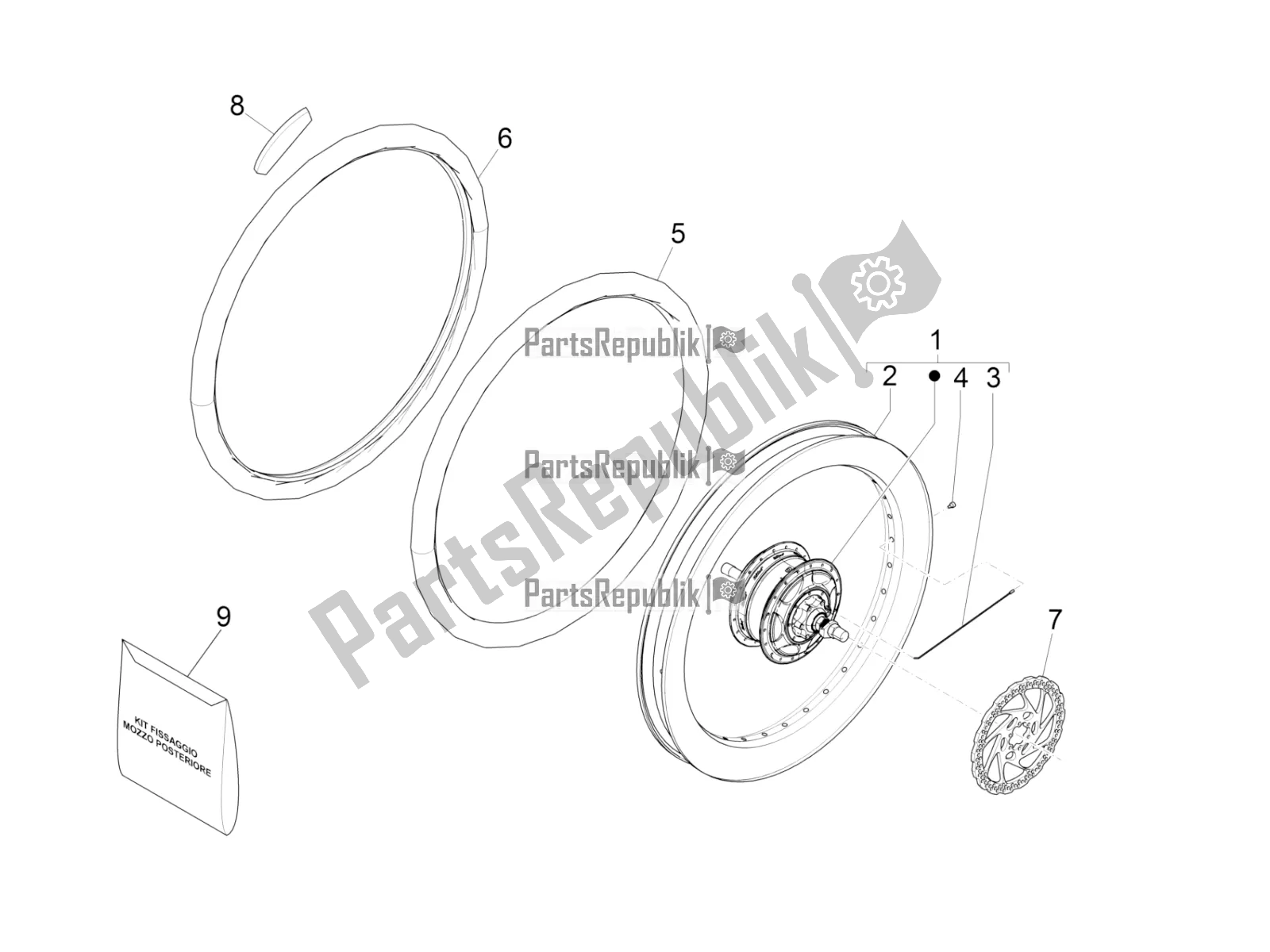 Todas las partes para Rueda Trasera de Piaggio Wi-bike Enel 0 2017