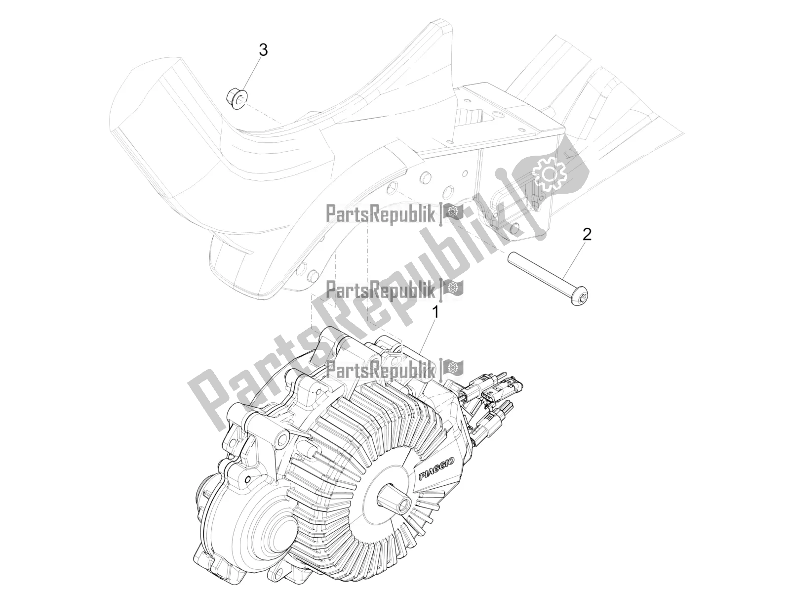 Tutte le parti per il Motore, Assemblaggio del Piaggio Wi-bike MAS Deore Active 0 2016