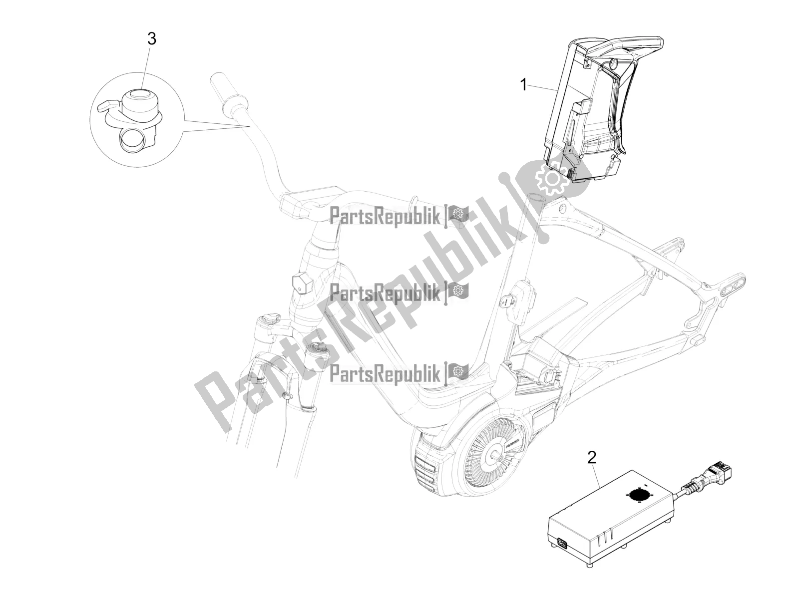 Tutte le parti per il Interruttori Del Telecomando - Batteria - Avvisatore Acustico del Piaggio Wi-bike MAS Deore Active 0 2017
