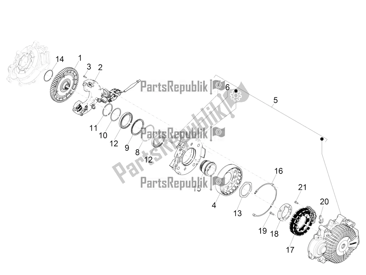 All parts for the Flywheel Magneto of the Piaggio Wi-bike MAS Deore Active 0 2018