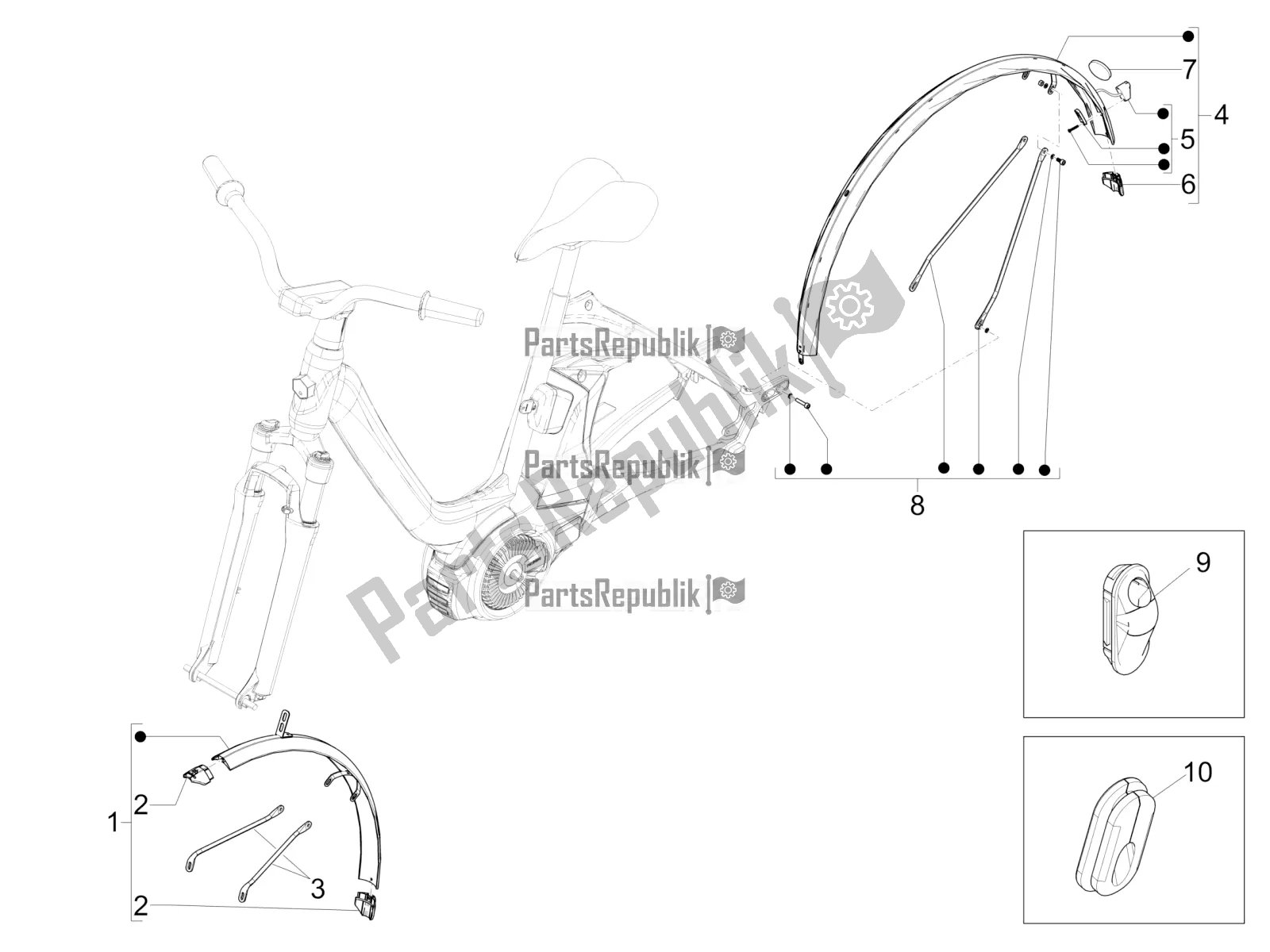 Toutes les pièces pour le Garde-boue du Piaggio Wi-bike MAS Deore Active 0 2018