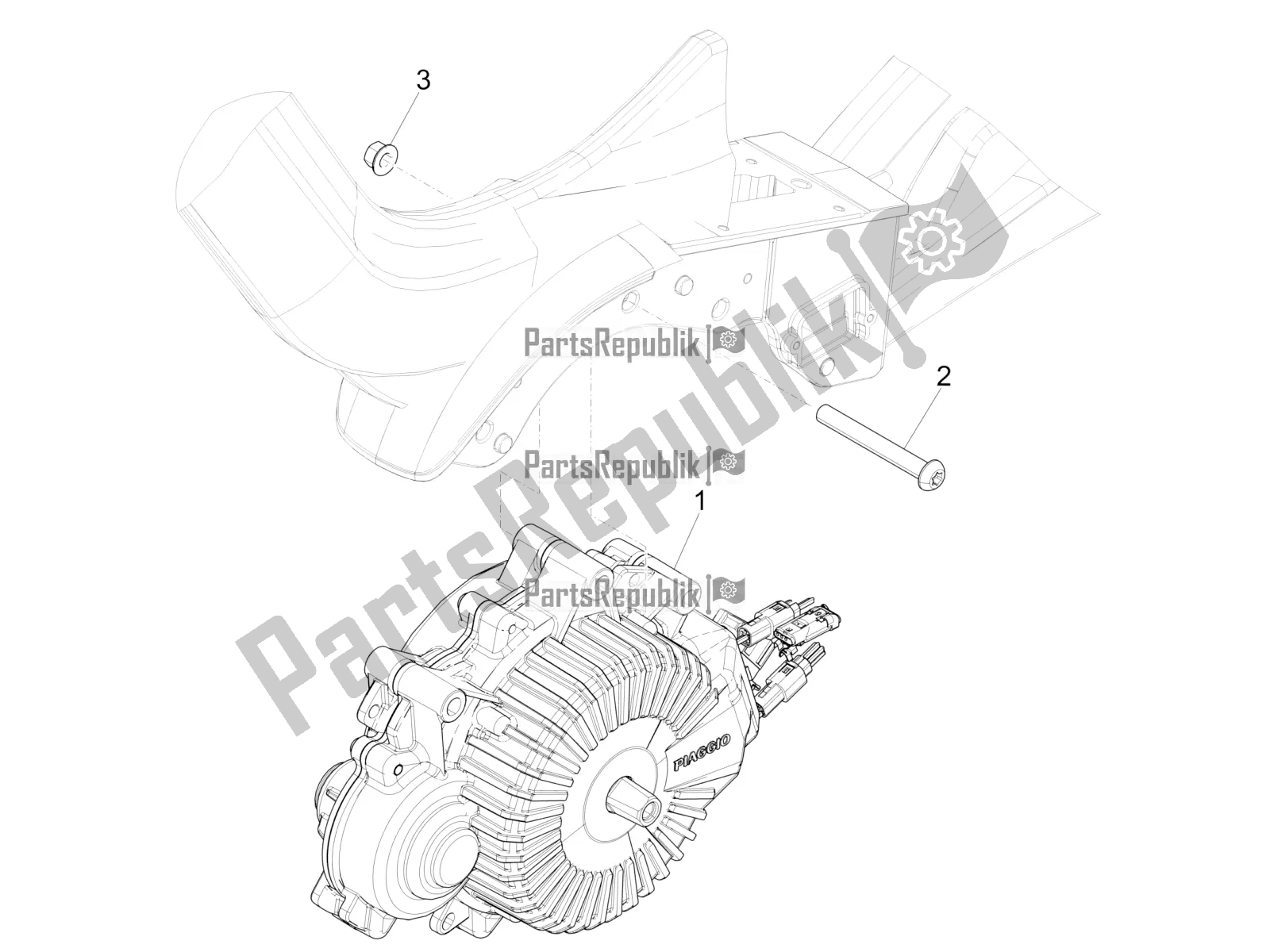Toutes les pièces pour le Moteur, Assemblage du Piaggio Wi-bike MAS Mech Active-Hsync Active+ 0 2016