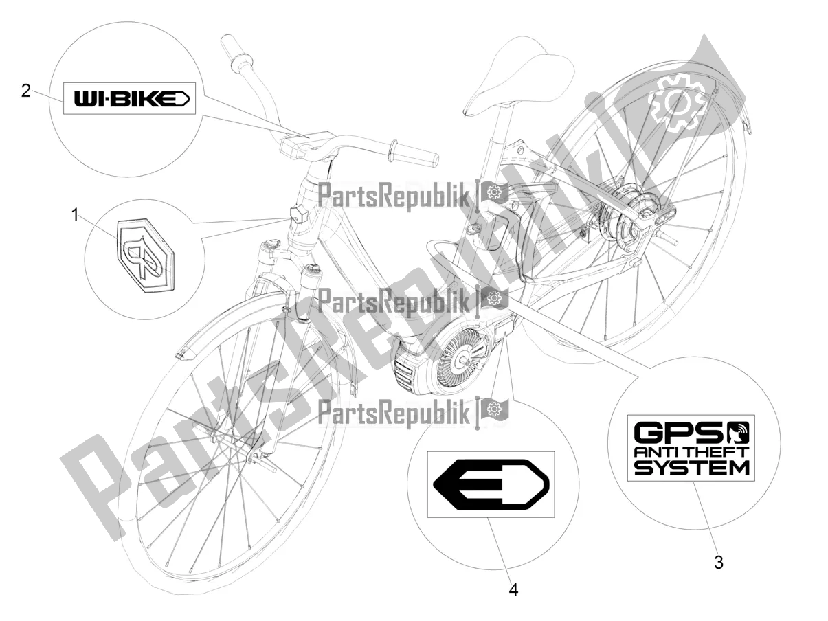 All parts for the Plates - Emblems of the Piaggio Wi-bike MAS Mech Active-Hsync Active+ 0 2016