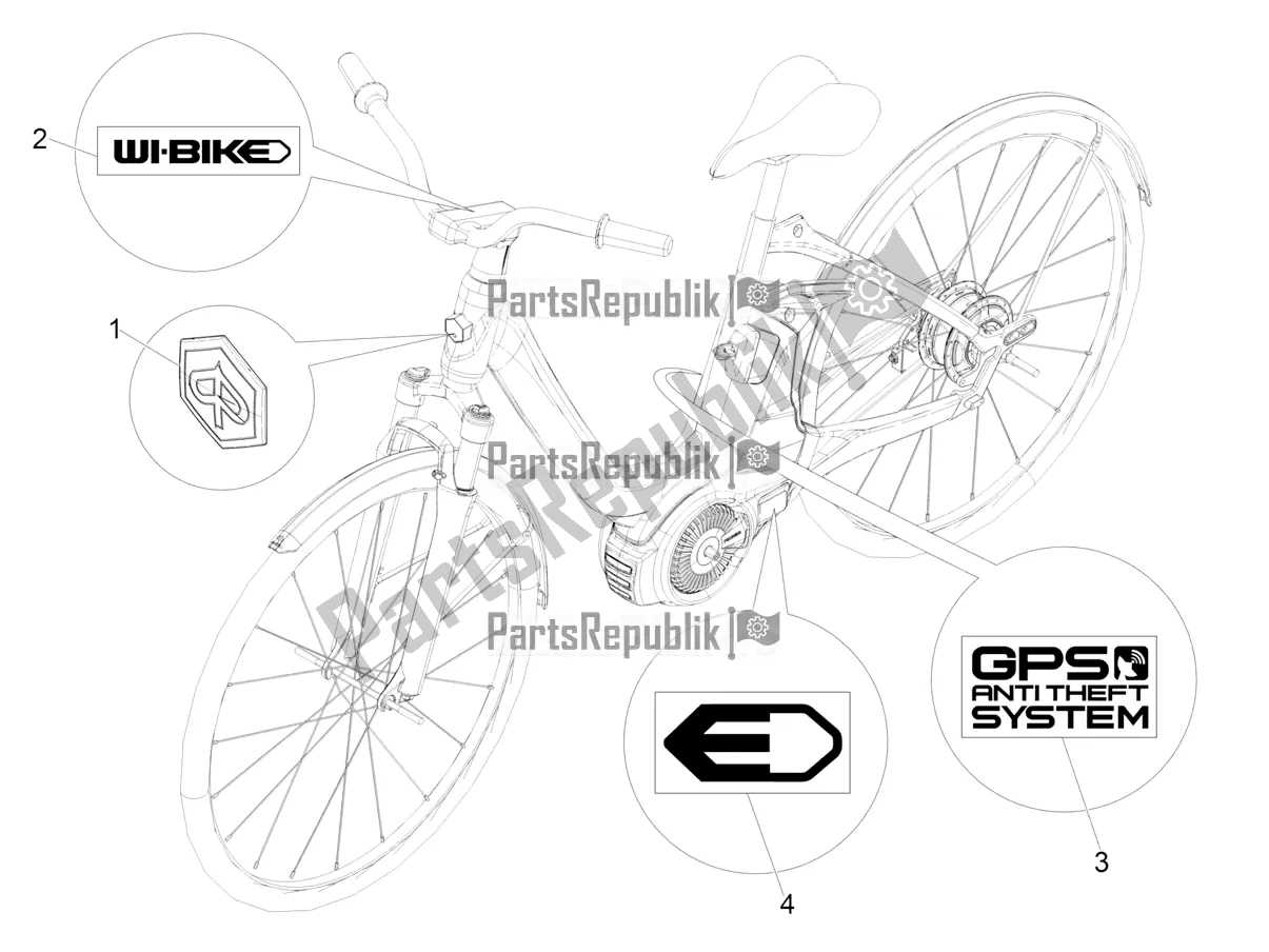 All parts for the Plates - Emblems of the Piaggio Wi-bike MAS Mech Active-Hsync Active+ 0 2017